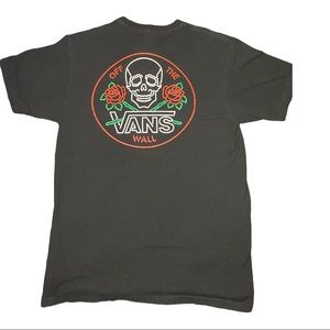 Neon Sign Skull & Roses Black Vans Tee